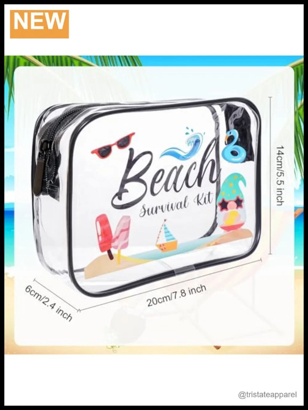 4-Pack Waterproof PVC Clear Cosmetic Bags Beach Summer Travel Toiletry Pouches